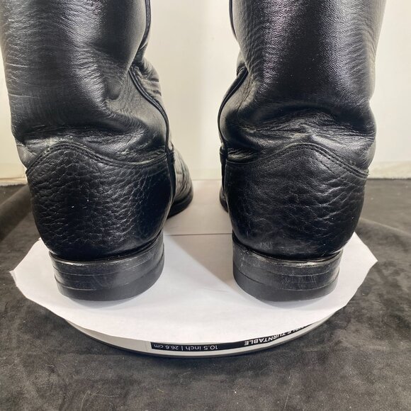 Rare, Men's 8.5EE Justin Black Roper Bull Hide Leather Boots, Made in USA, - Picture 7 of 11